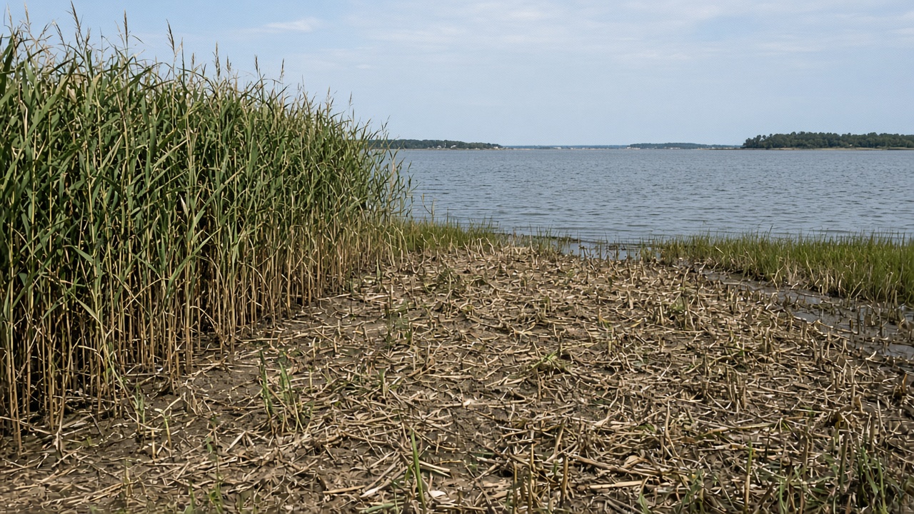 Volunteers clear phragmites along the bay