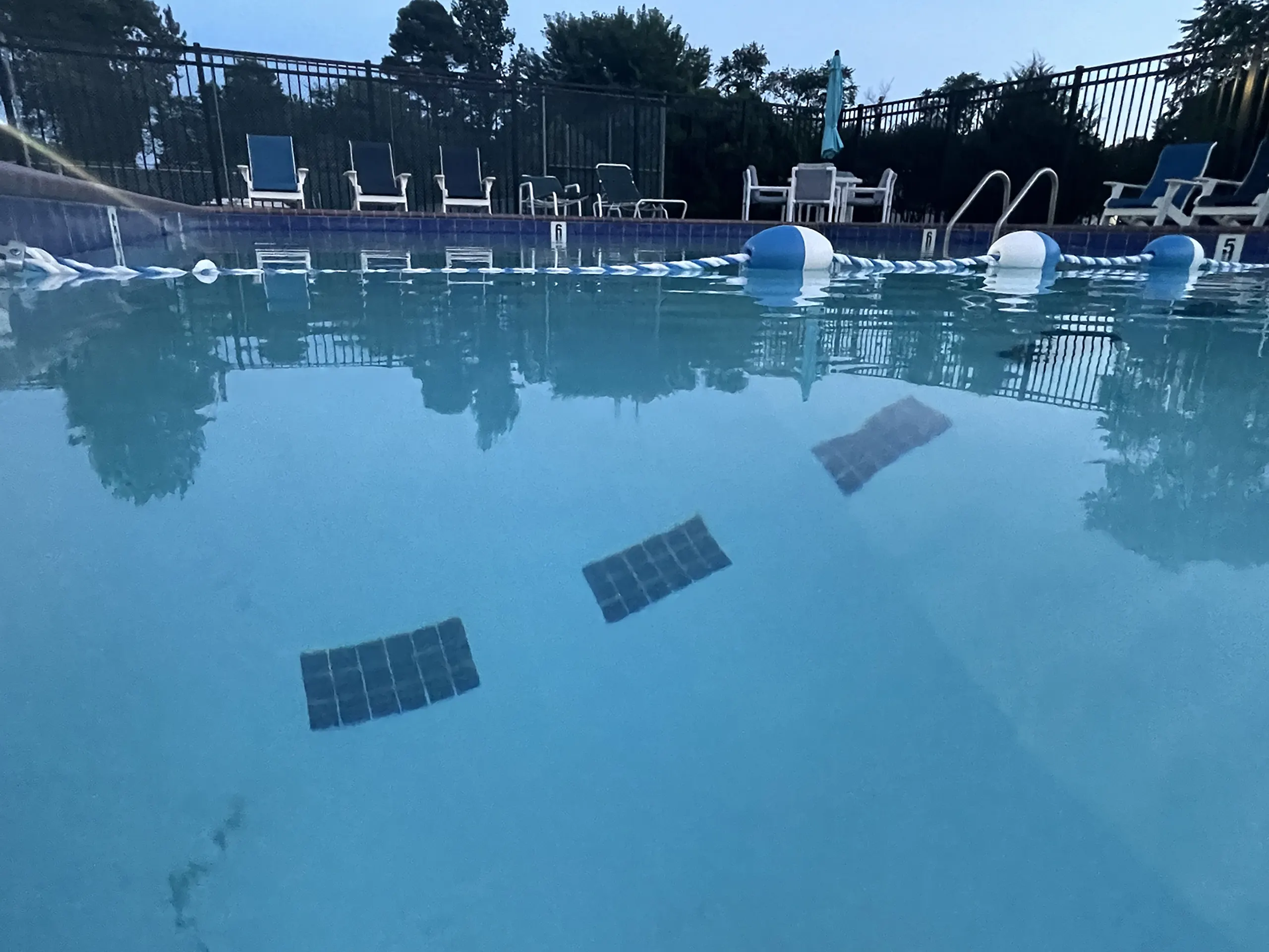 Looking across the pool