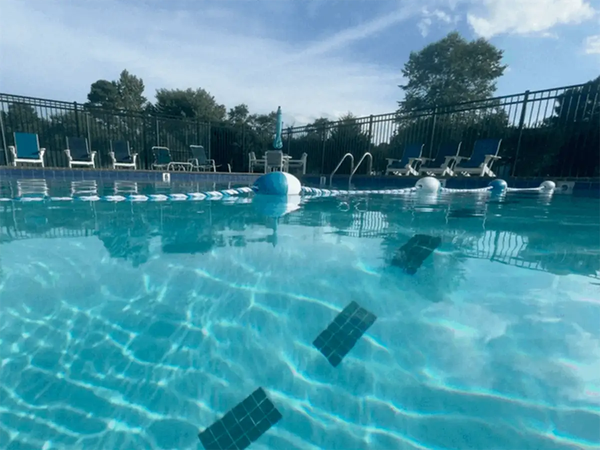 Blue water in the community pool