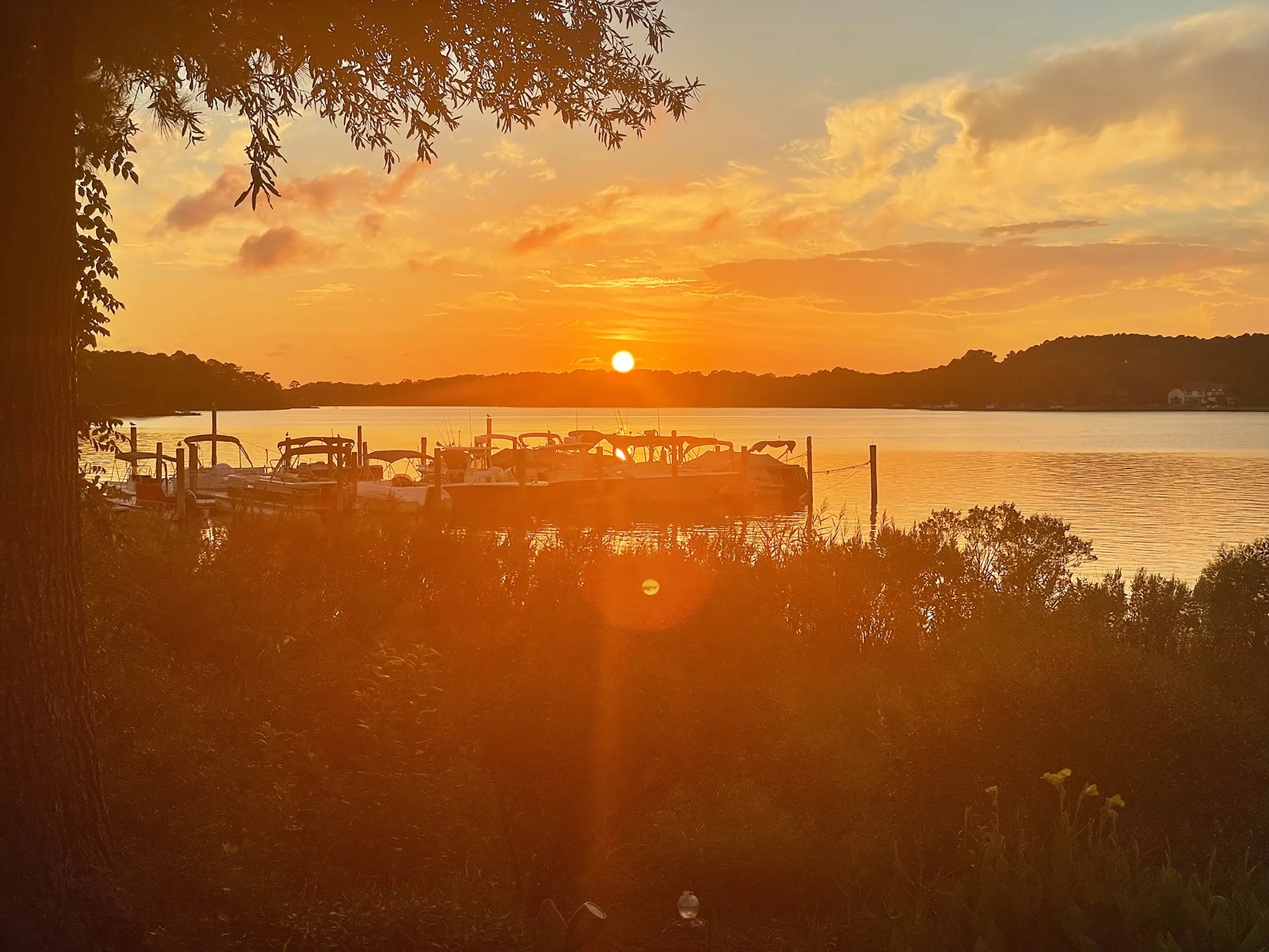 Sunset over the boat slips
