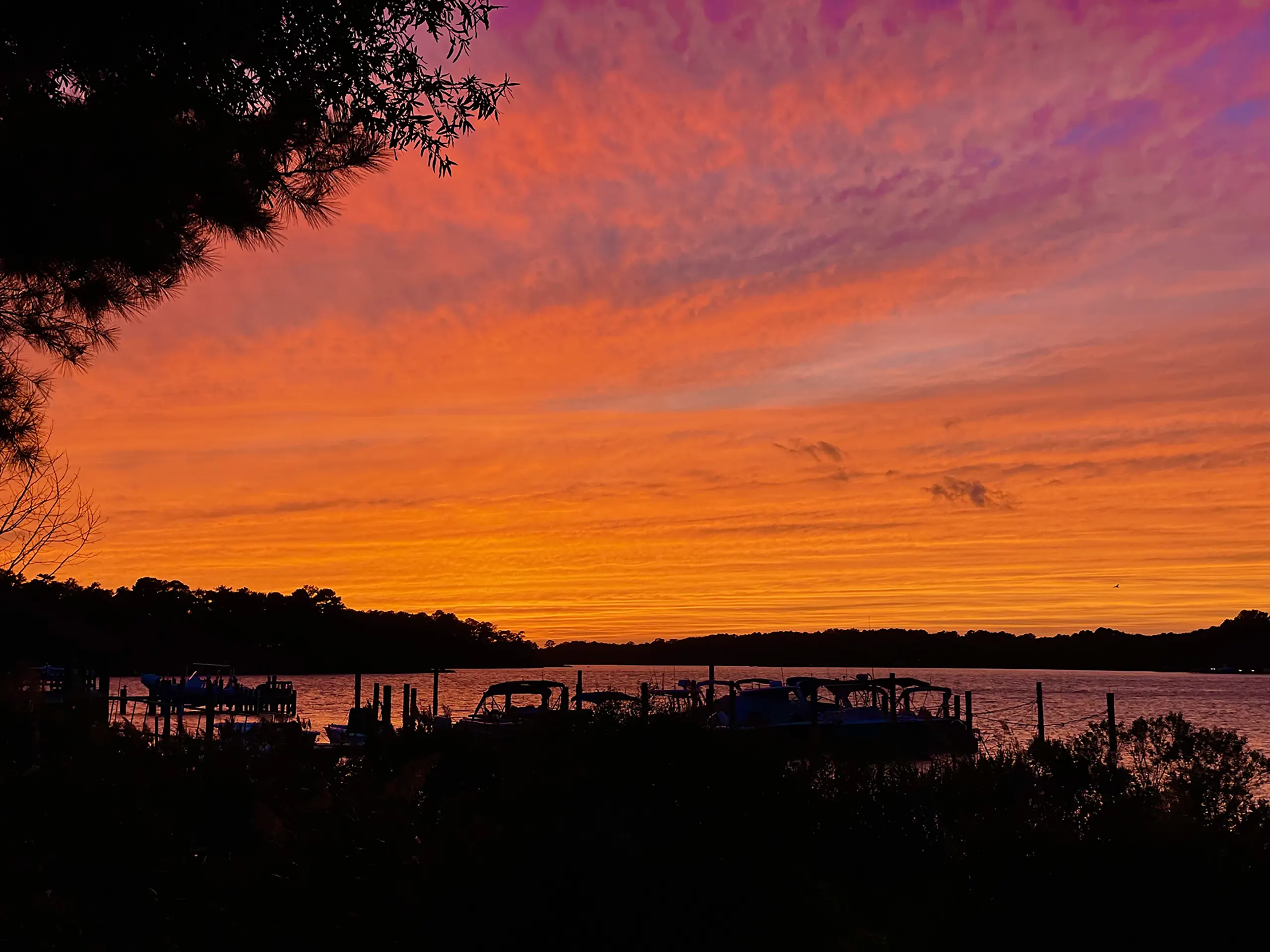 Orange sunset across the bay