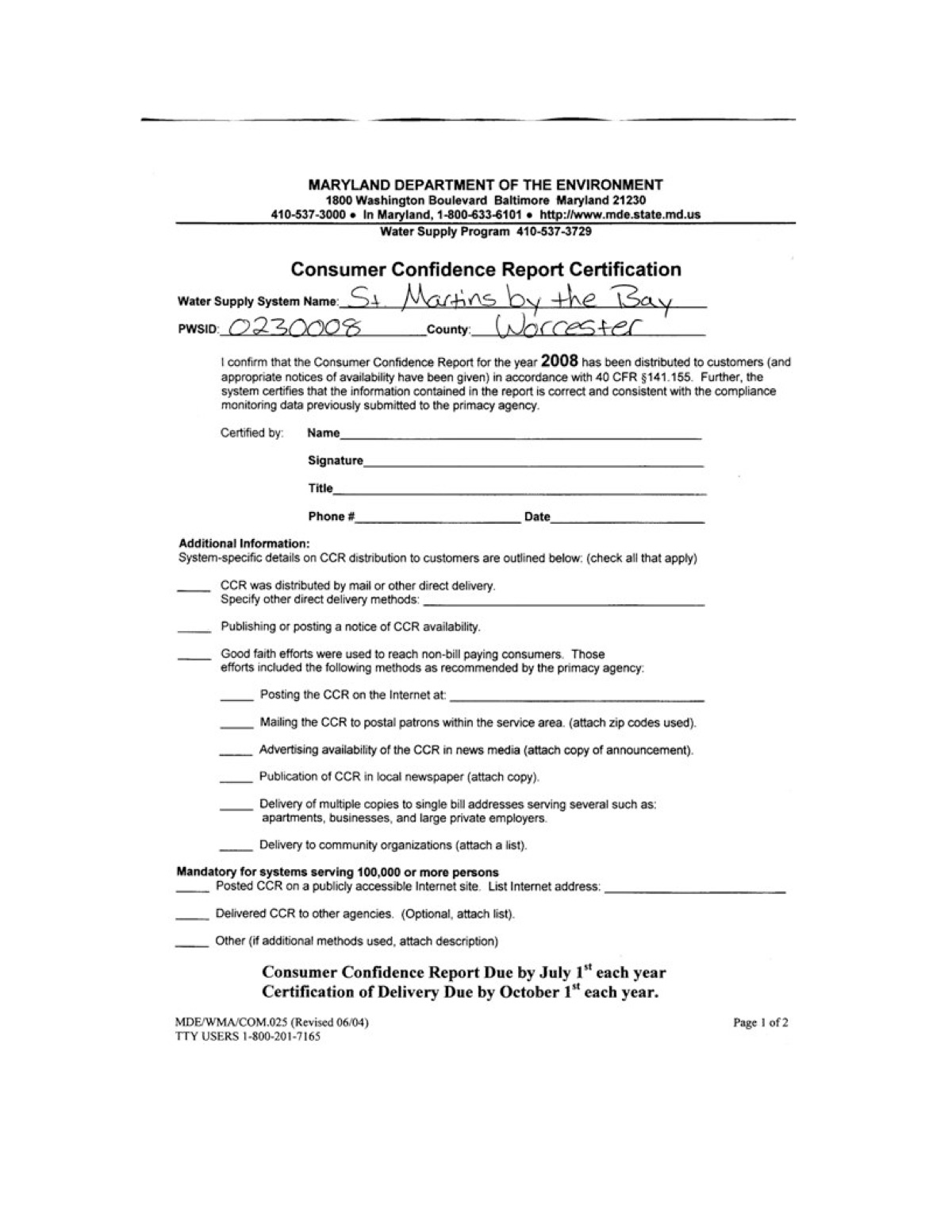Official page of 2009 · Drinking_water_quality_report