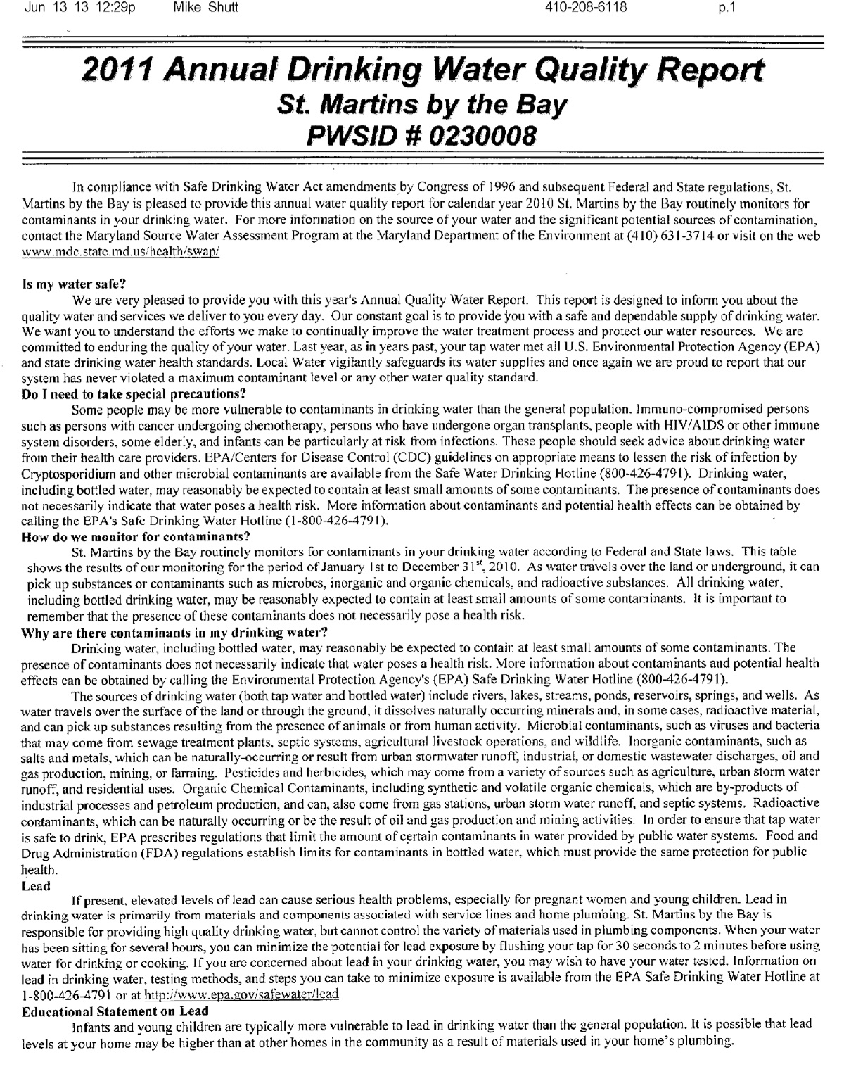 Official page of 2011 · Drinking_water_report