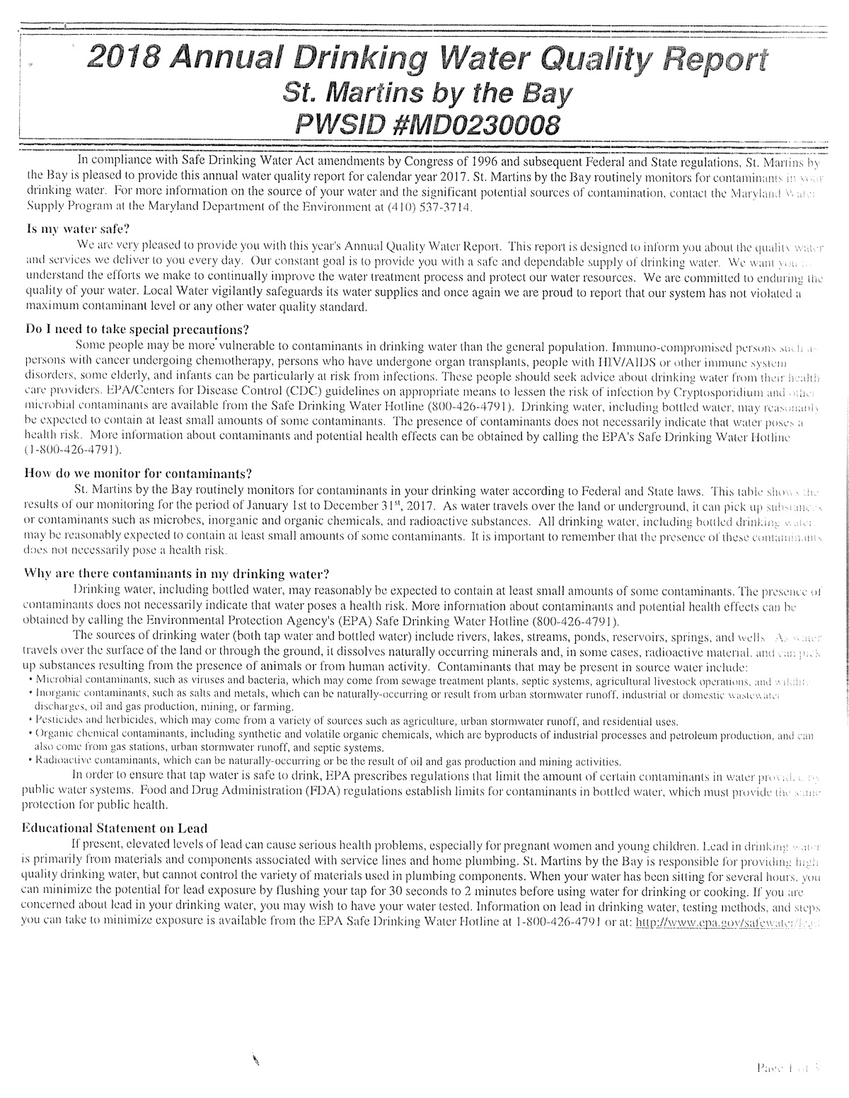 Official page of state water repor