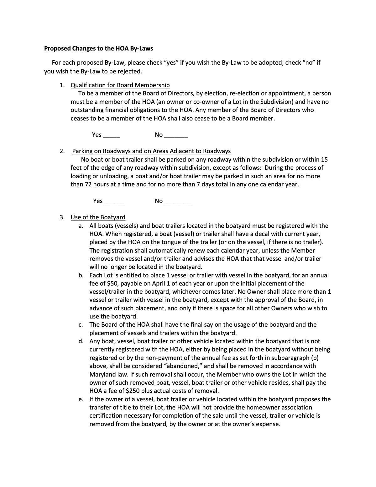 Official page of ballot - instructions and information