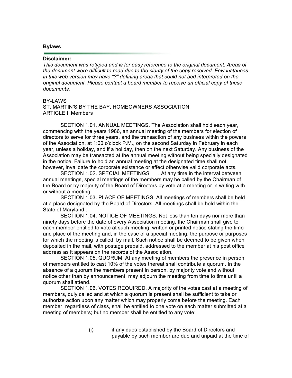 Official page of bylaws