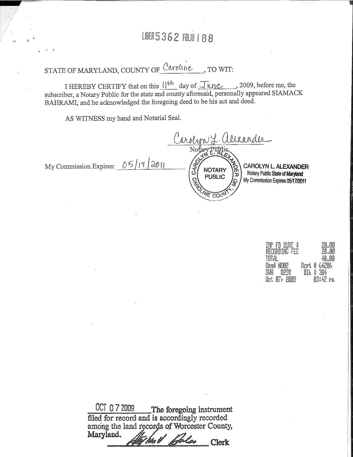 Official page of deeds