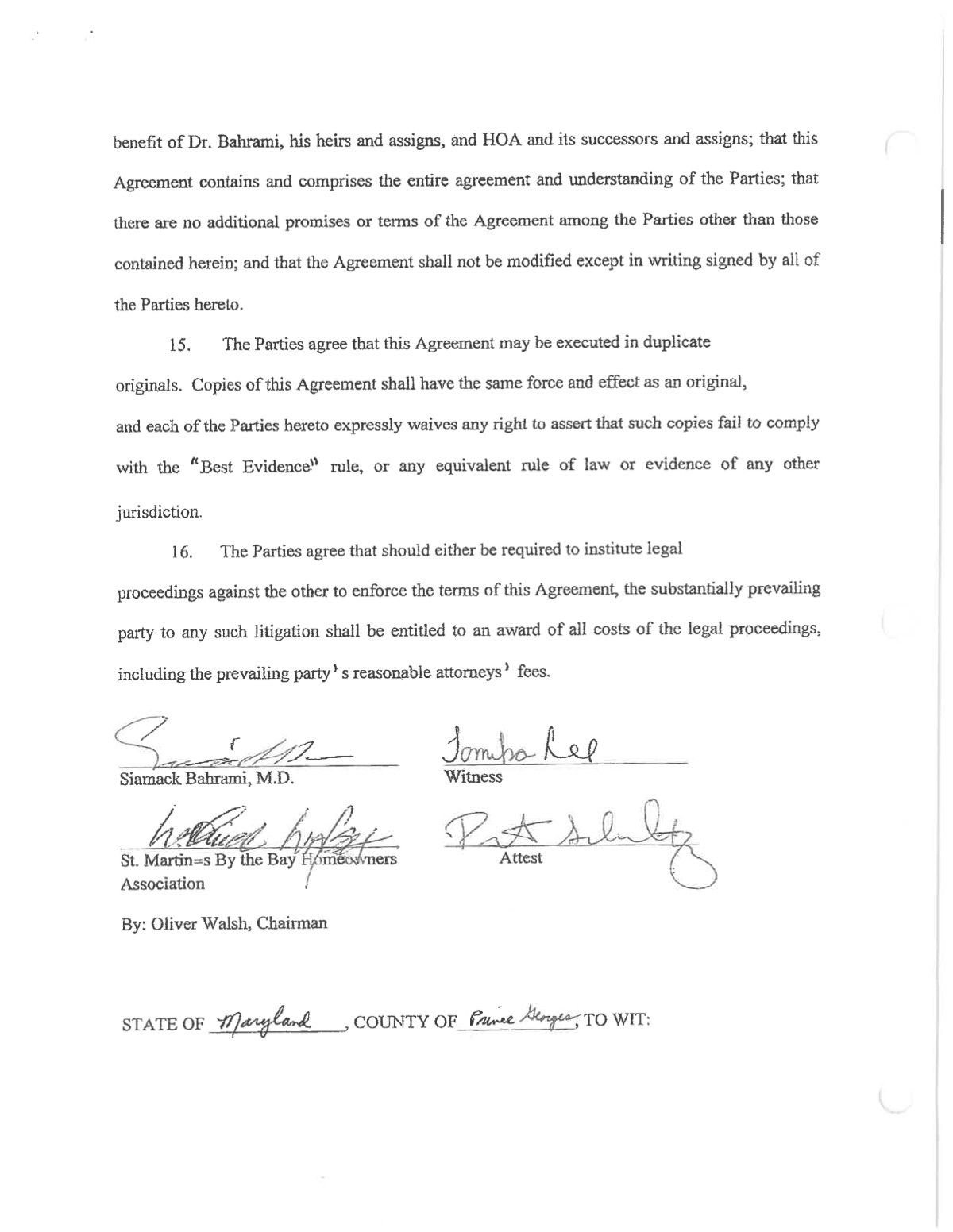 Official page of dock agreement