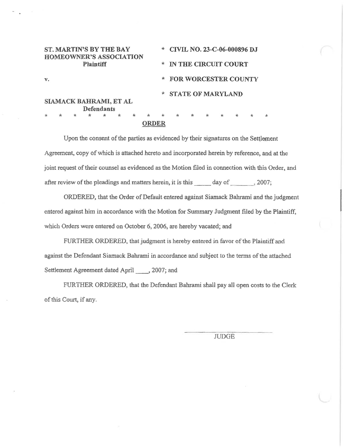 Official page of dock agreement