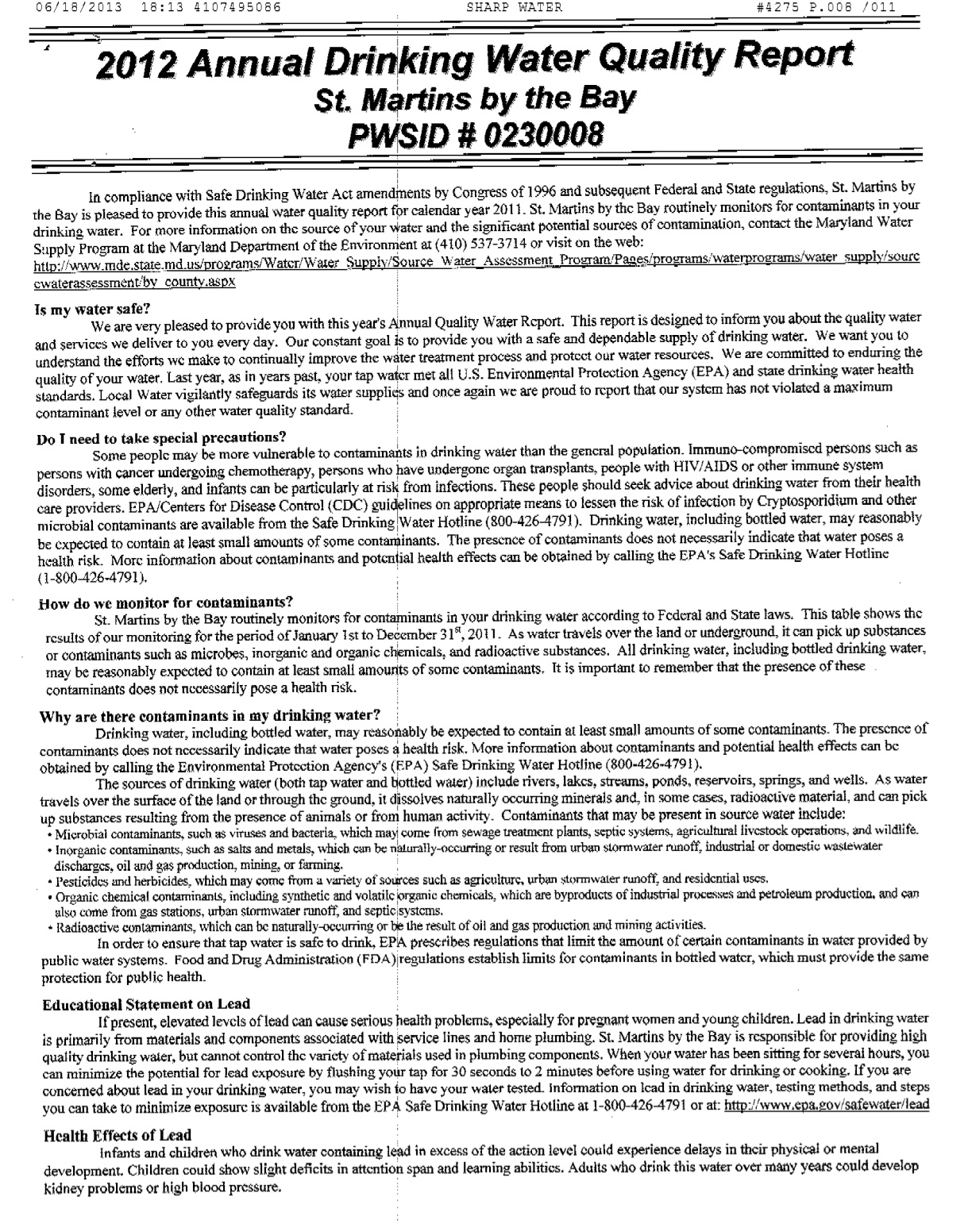 Official page of more water info