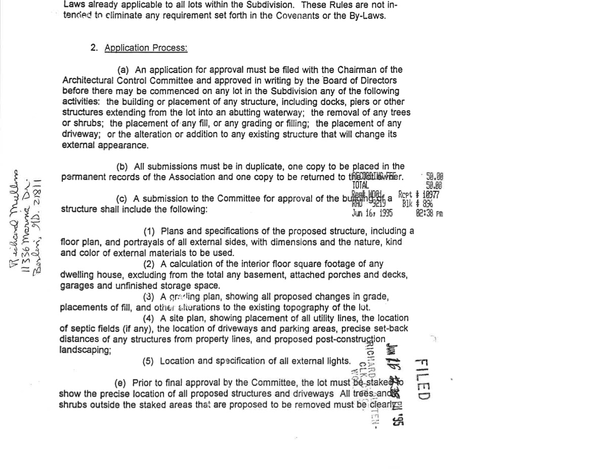 Official page of rules of architectural control or the st. martins by-the-bay homeowners association