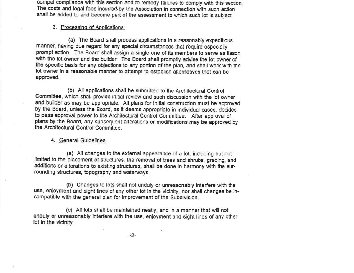 Official page of rules of architectural control or the st. martins by-the-bay homeowners association