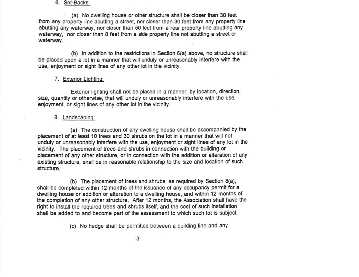 Official page of rules of architectural control or the st. martins by-the-bay homeowners association