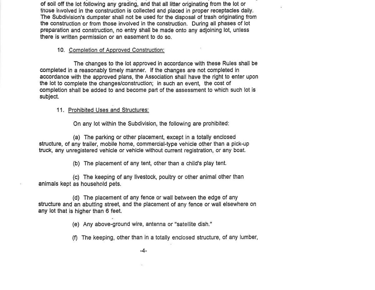 Official page of rules of architectural control or the st. martins by-the-bay homeowners association