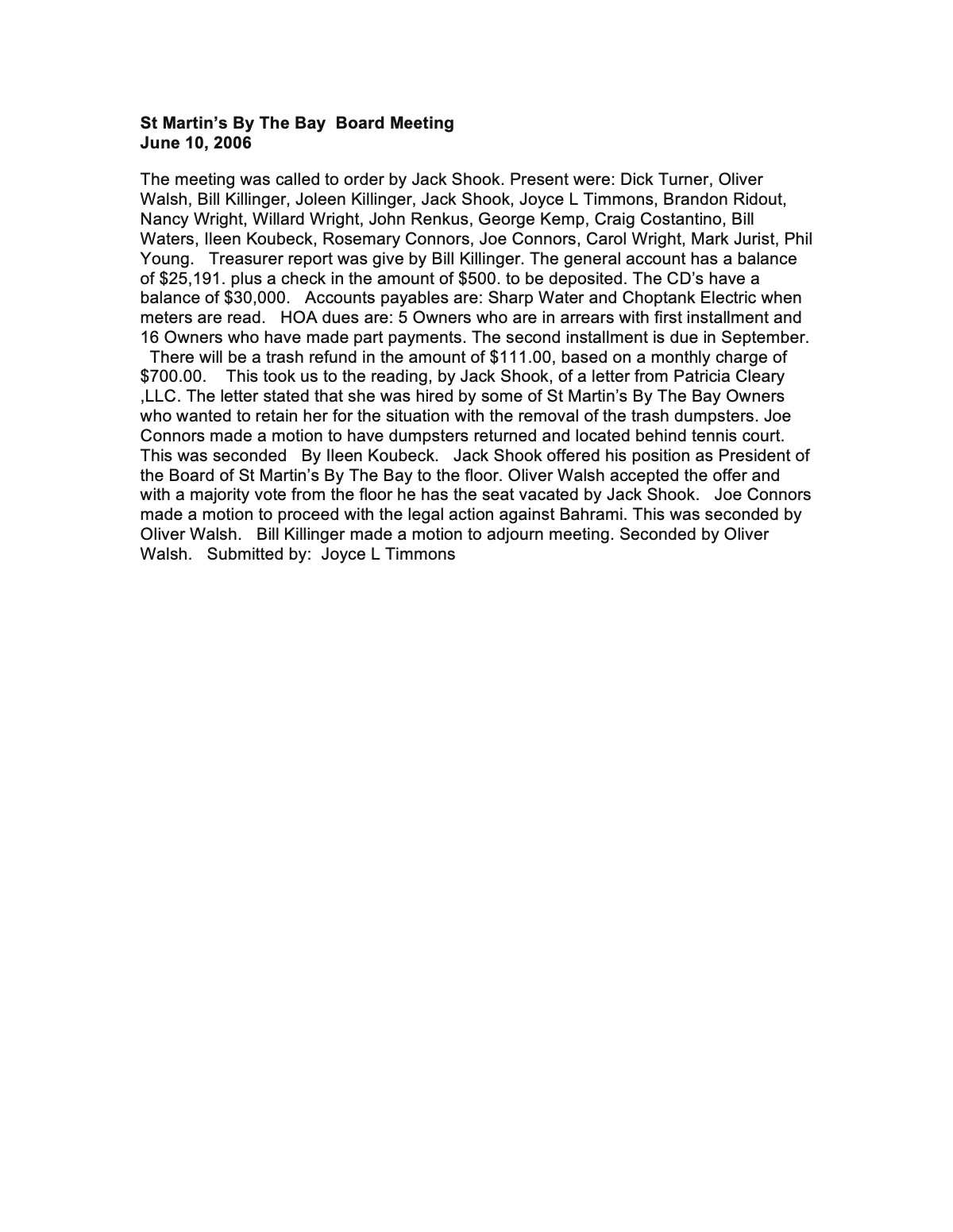 Official page 1 of June 10, 2006 · Minutes