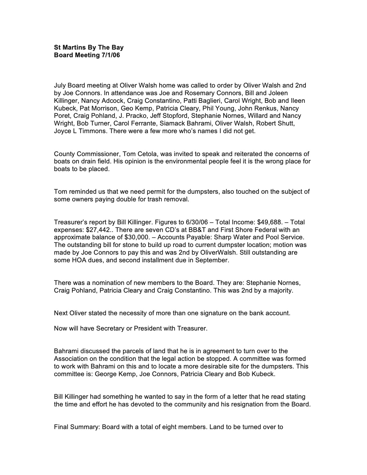 Official page 1 of July 1, 2006 · Minutes