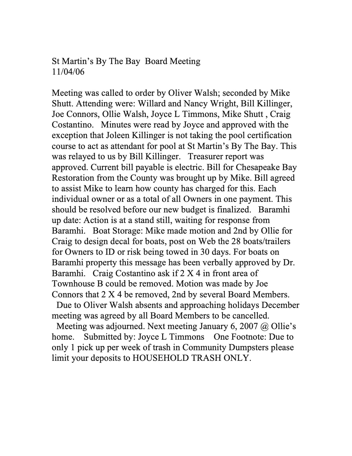 Official page 1 of November 4, 2006 · Minutes