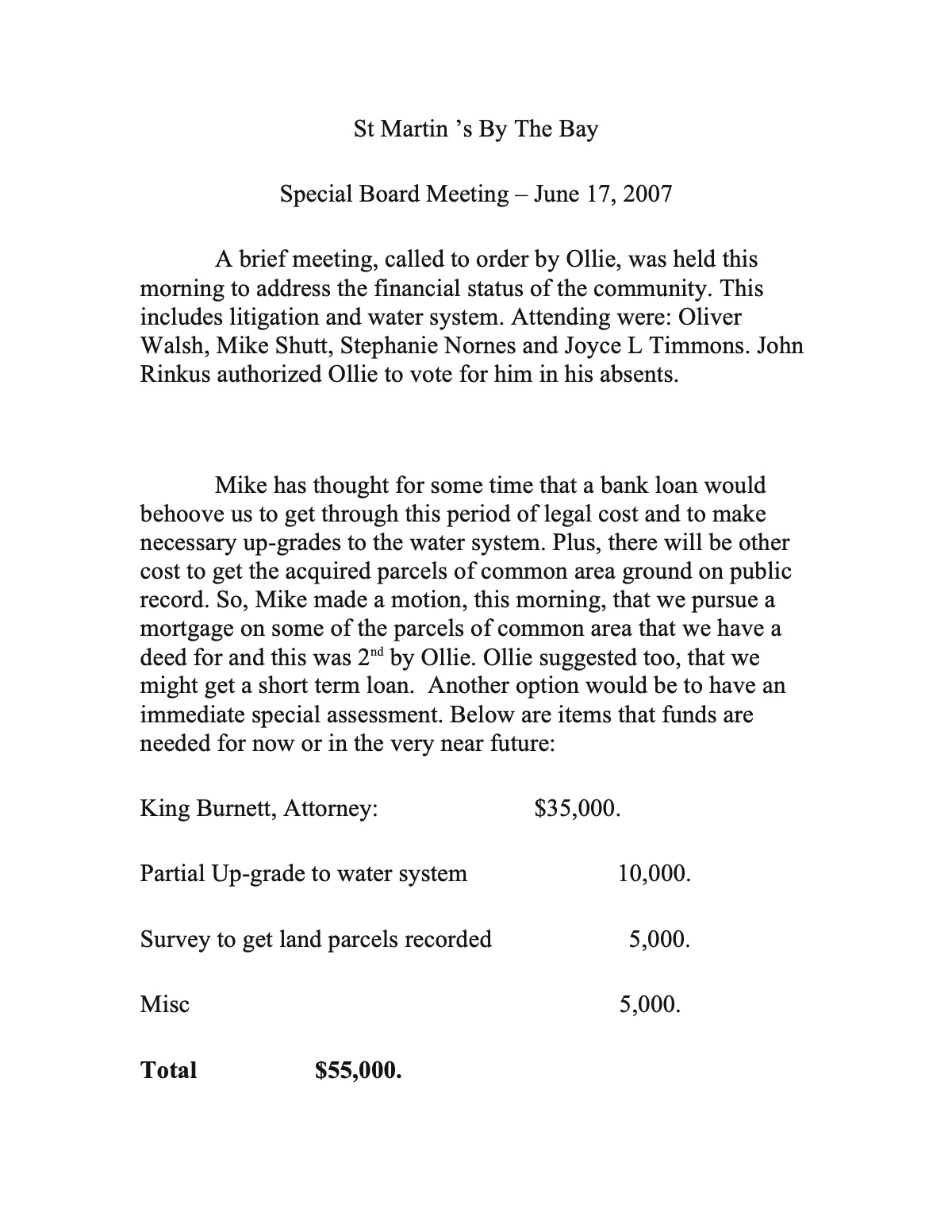 Official page 1 of June 17, 2007 · Minutes