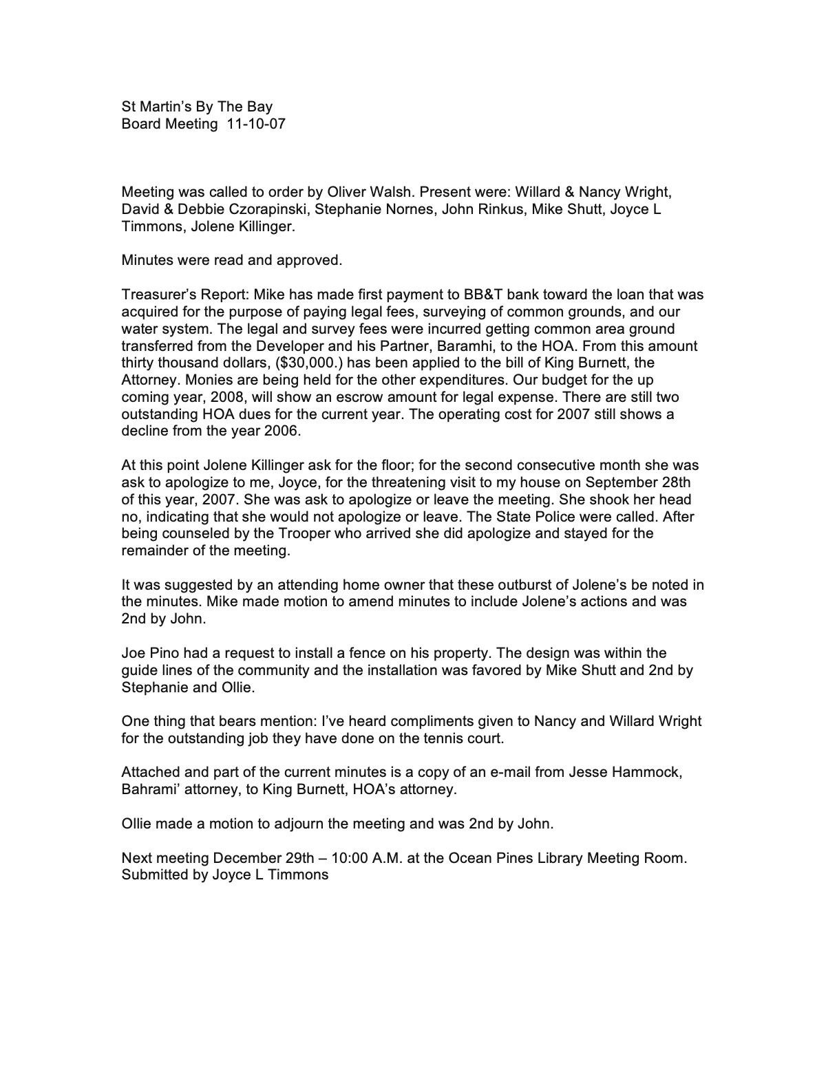 Official page 1 of November 10, 2007 · Minutes