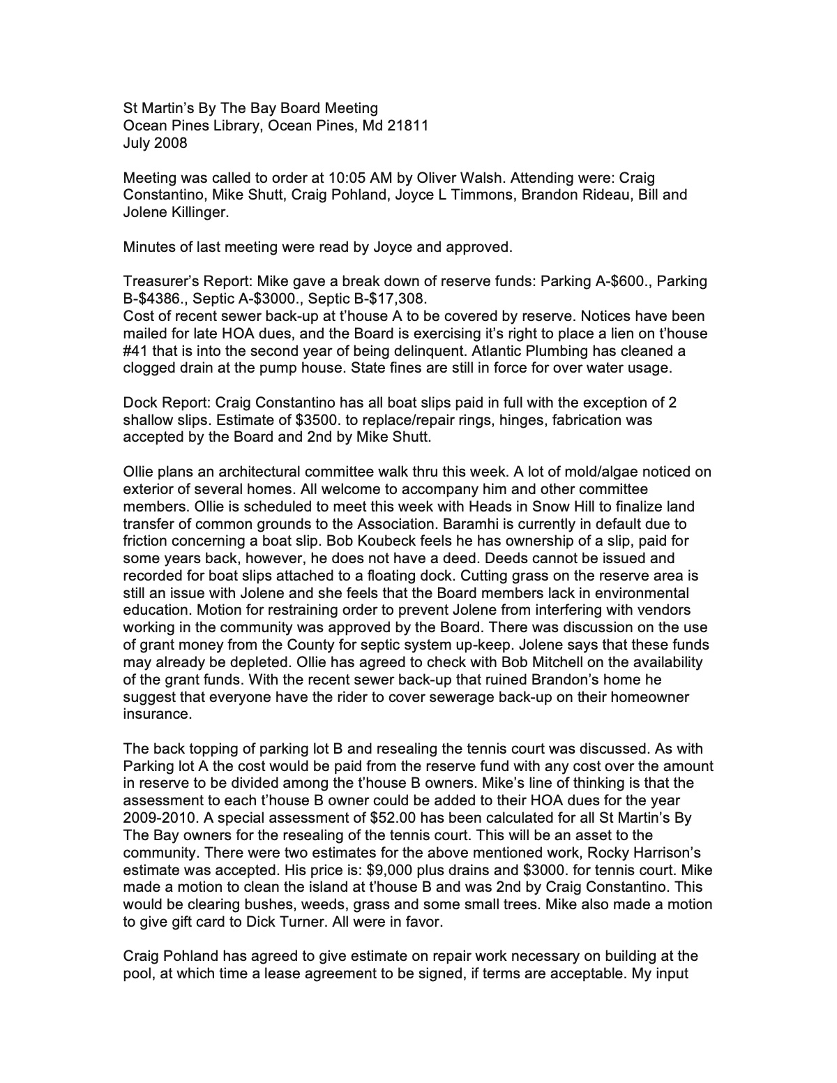 Official page 1 of July 7, 2008 · Minutes