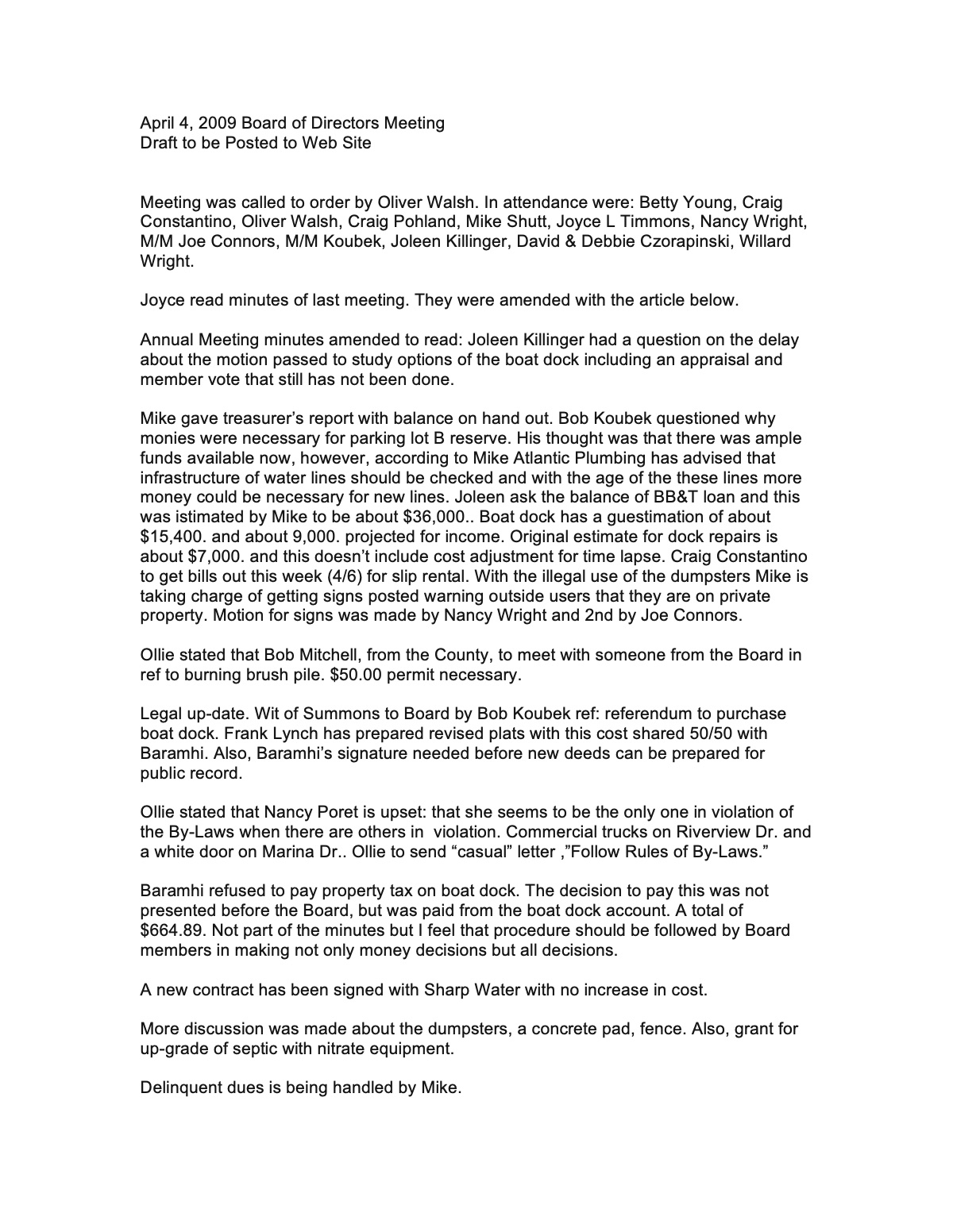 Official page 1 of April 4, 2009 · Minutes