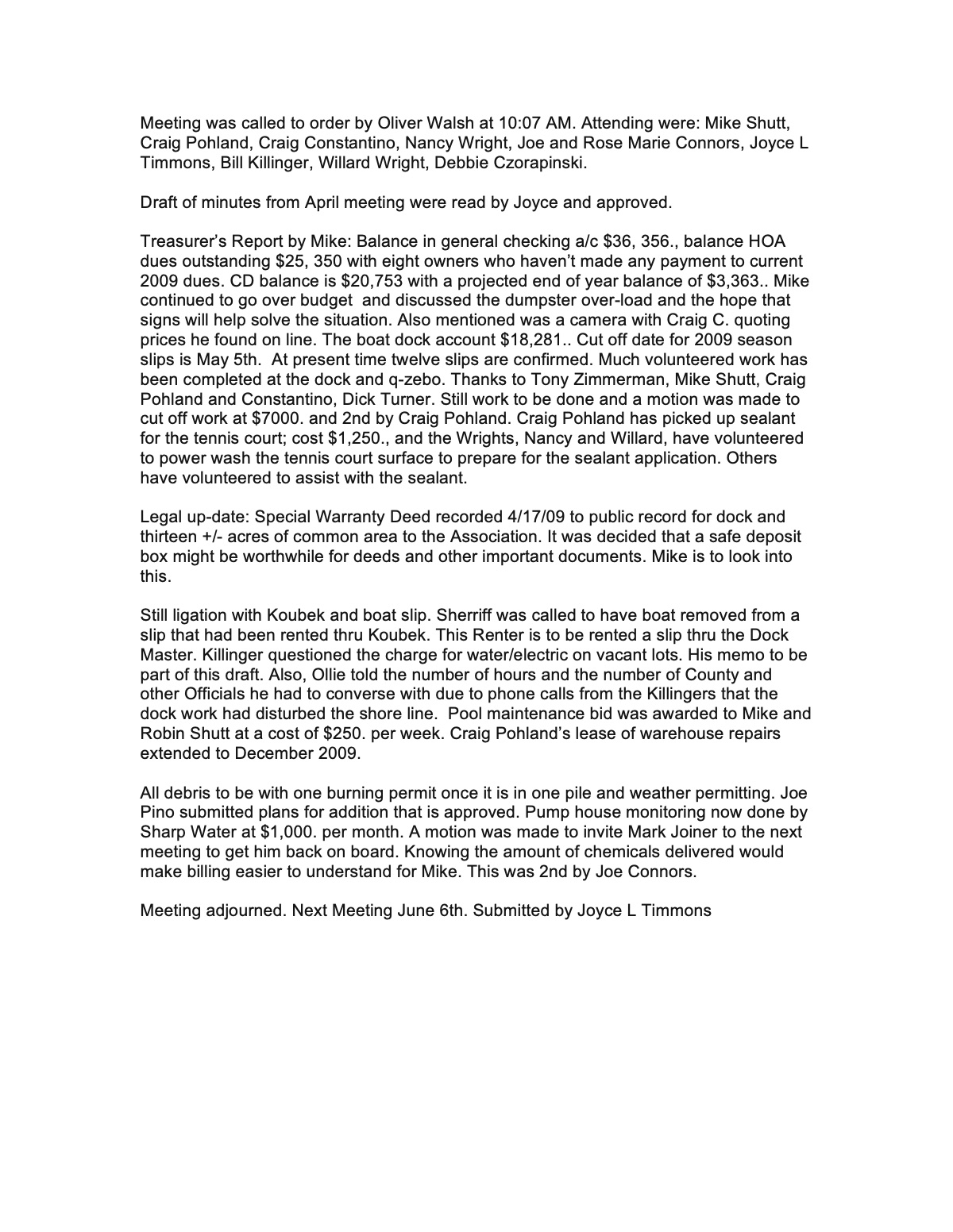 Official page 1 of May 2, 2009 · Minutes