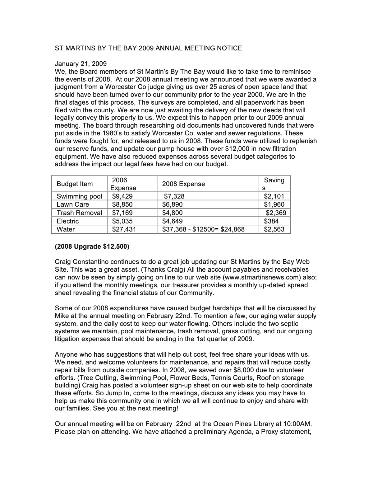 Official page 1 of 2009 · Meeting notice