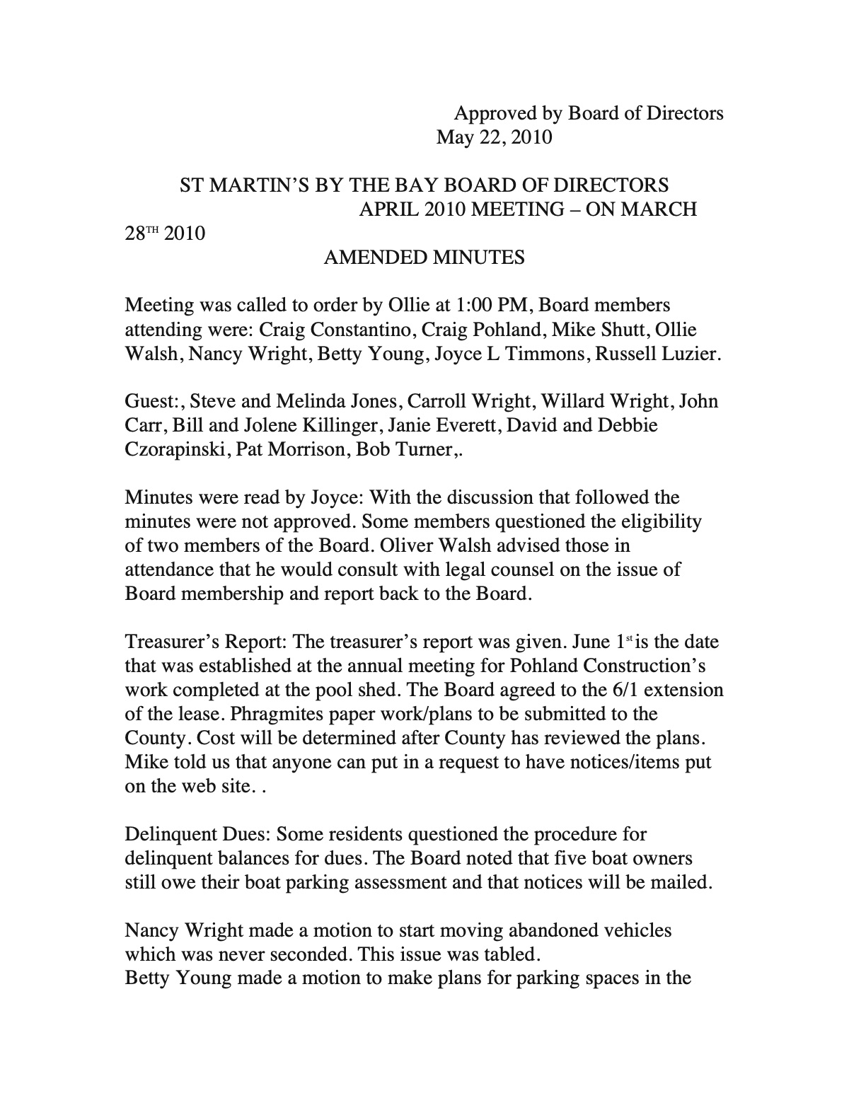 Official page 1 of March 22, 2010 · Minutes