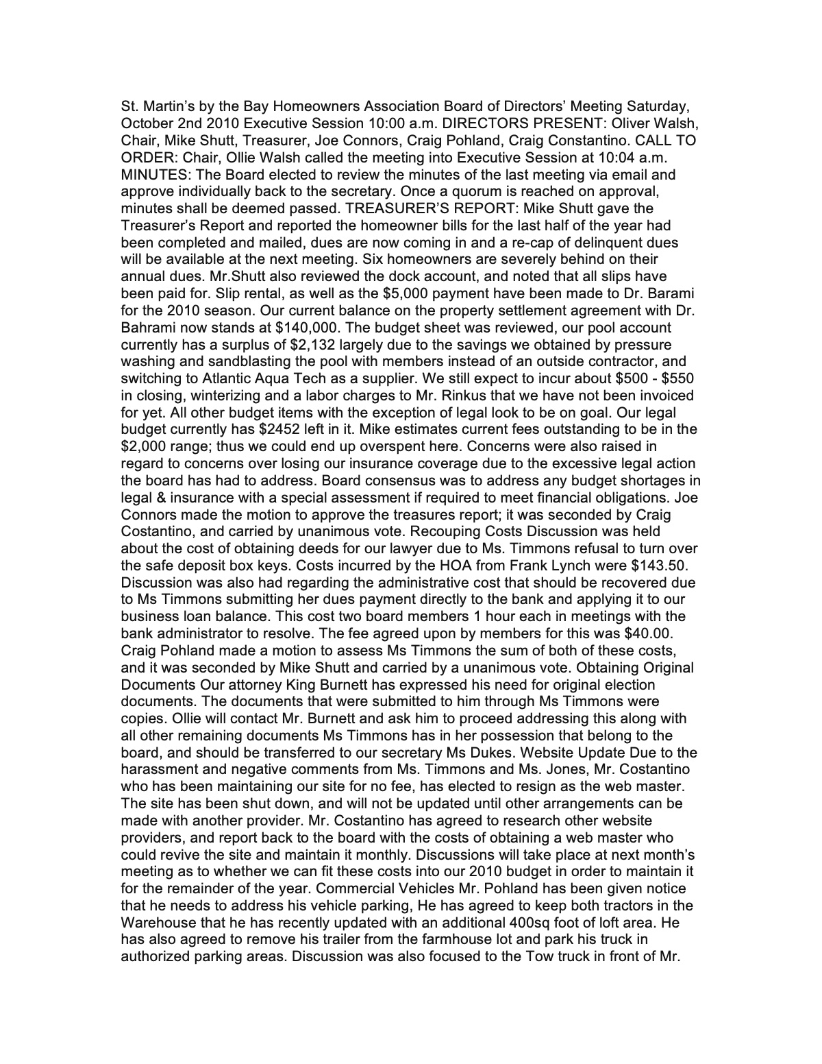Official page 1 of October 2, 2010 · Minutes