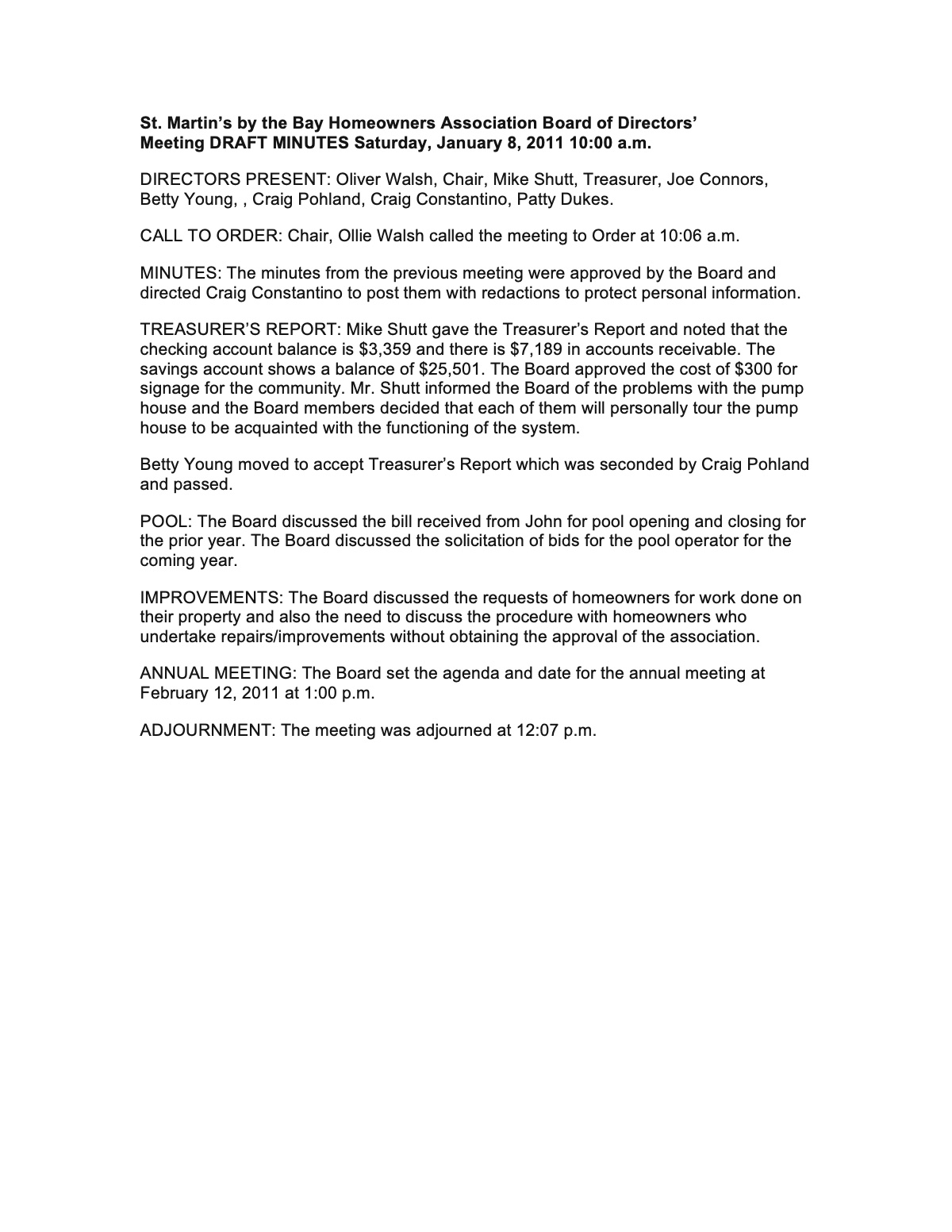 Official page 1 of January 8, 2011 · Minutes