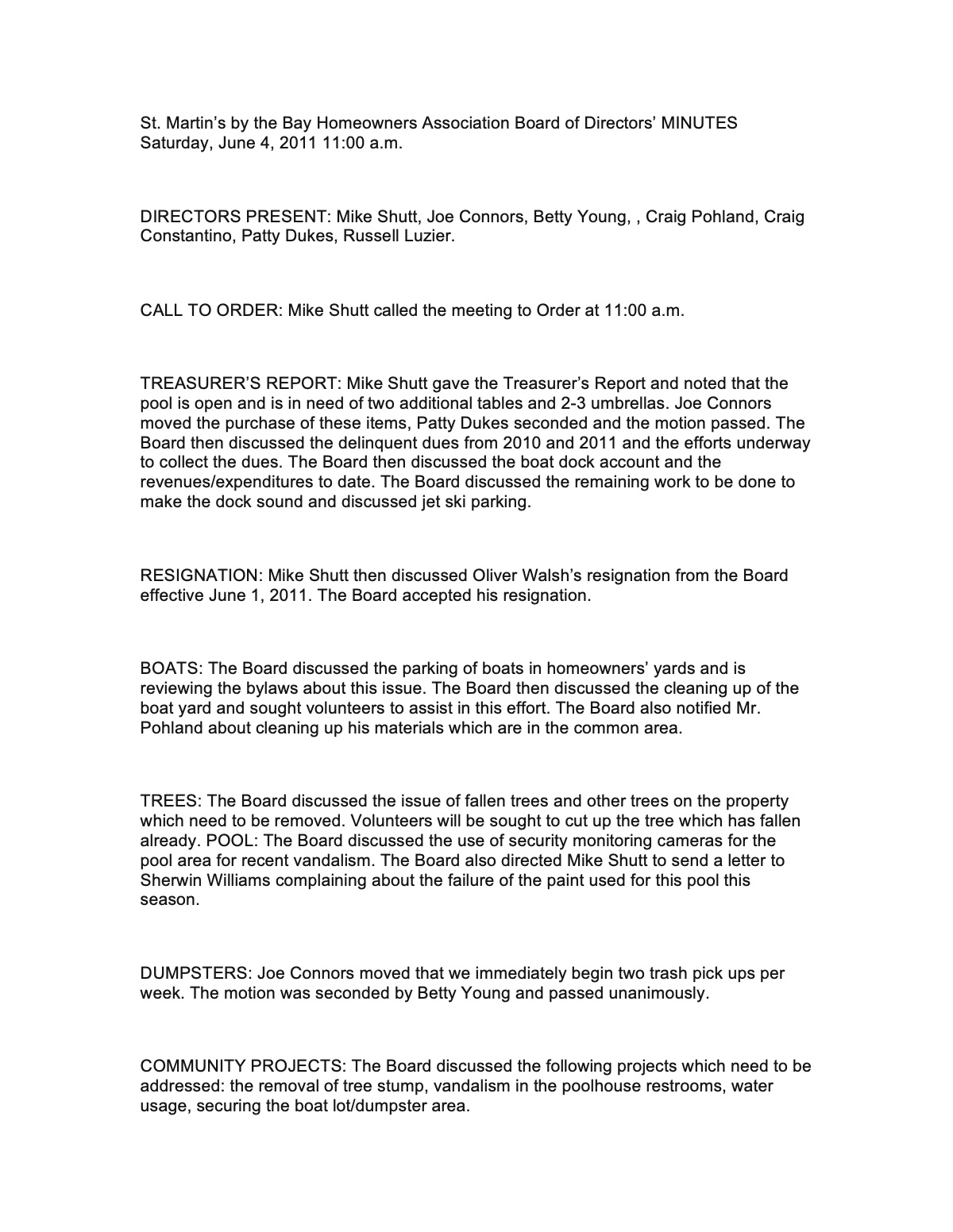 Official page 1 of June 4, 2011 · Minutes