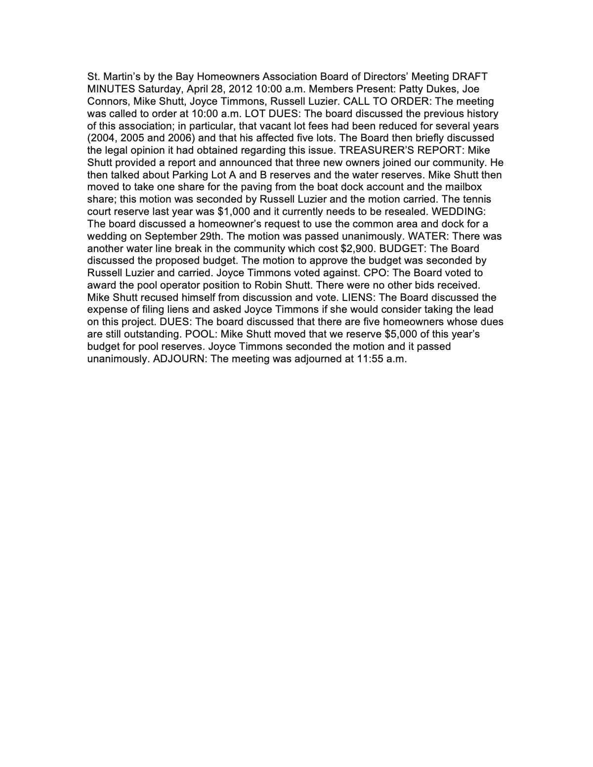 Official page 1 of April 28, 2012 · Minutes
