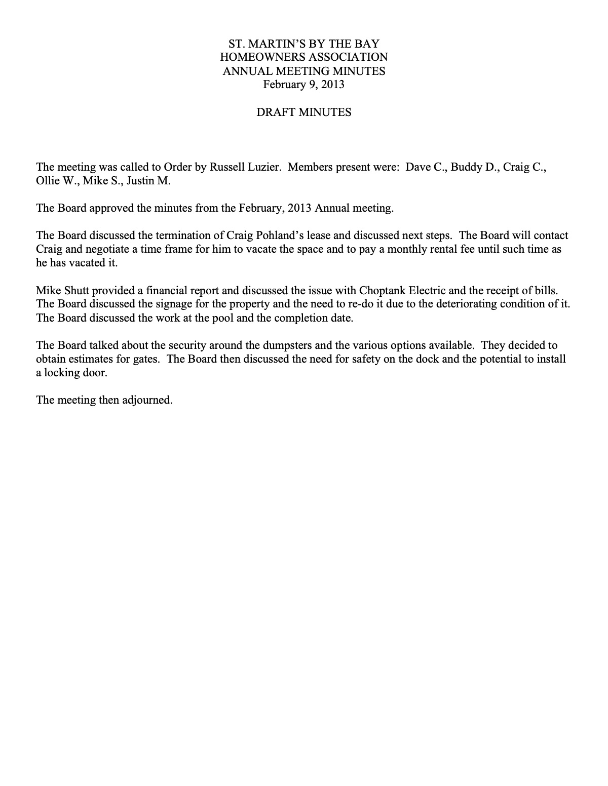 Official page 1 of March 2, 2013 · Minutes