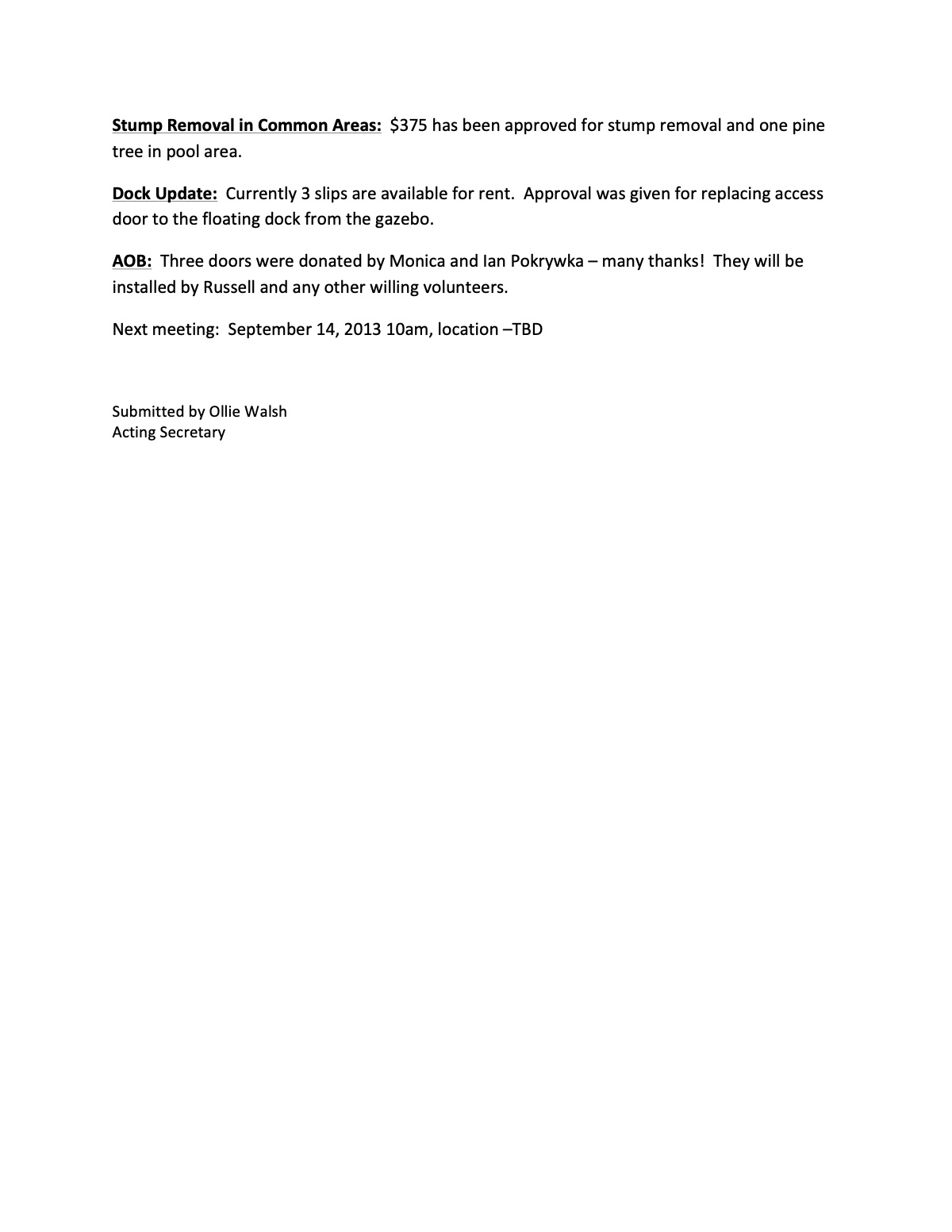 Official page 2 of July 13, 2013 · Minutes