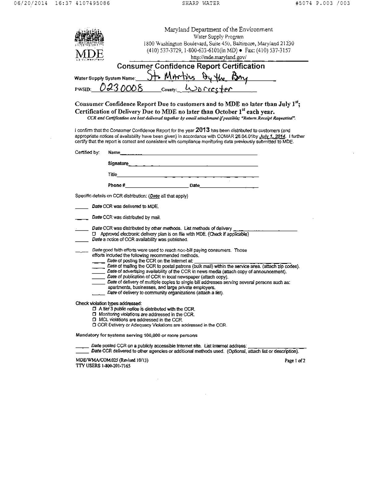 Official page 3 of 2014 · Water report