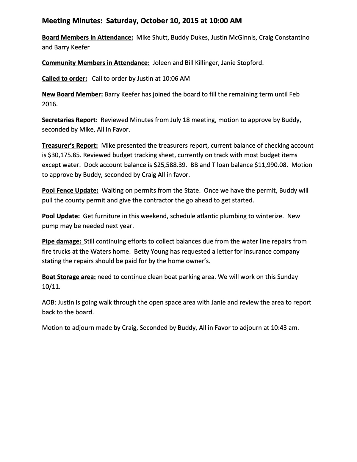 Official page 1 of October 10, 2015 · Minutes