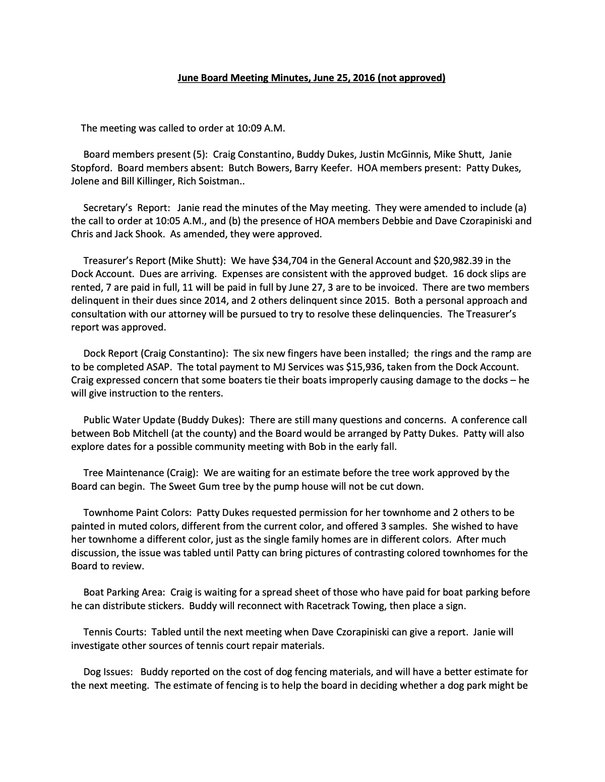 Official page 1 of June 21, 2016 · Minutes