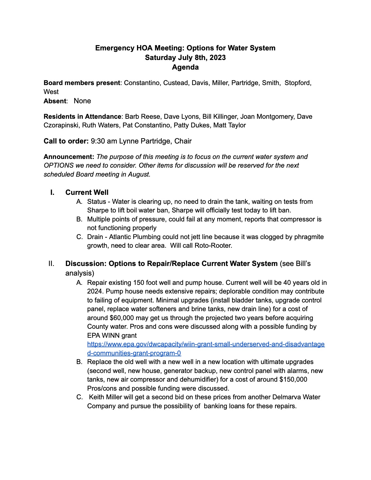 Official page 1 of July 8, 2023 · Emergency meeting