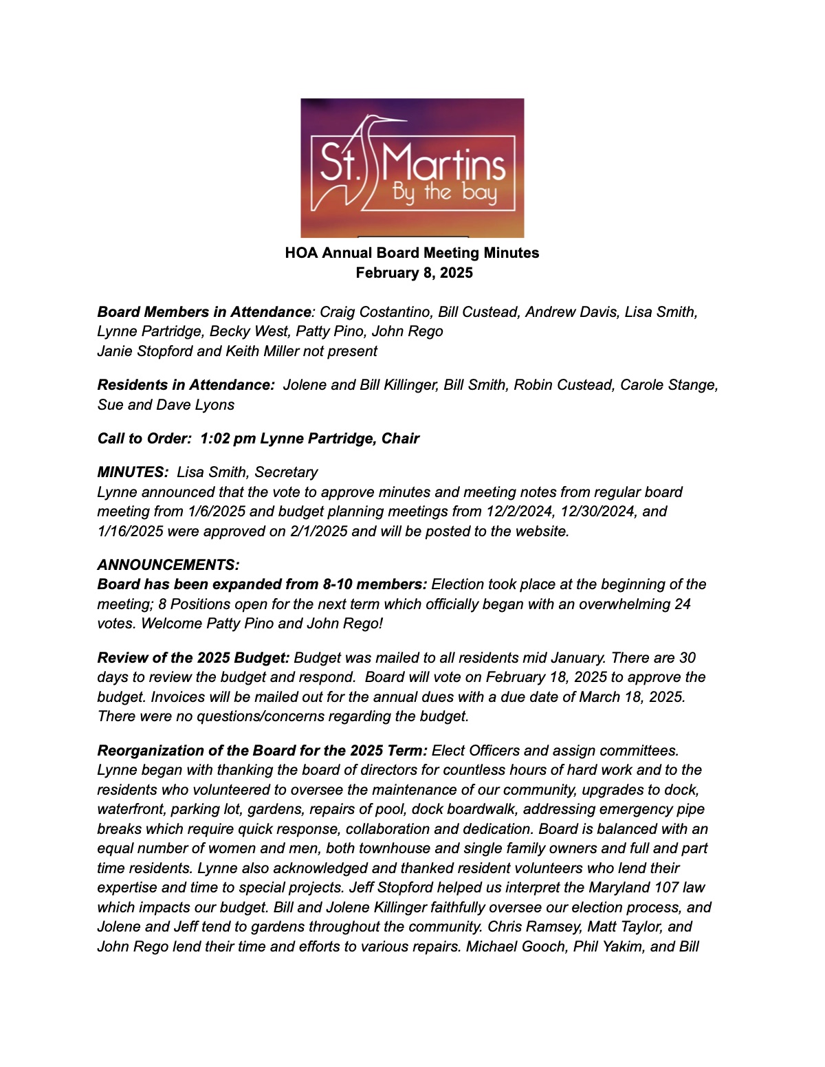 Official page 1 of February 8, 2025 · Annual meeting