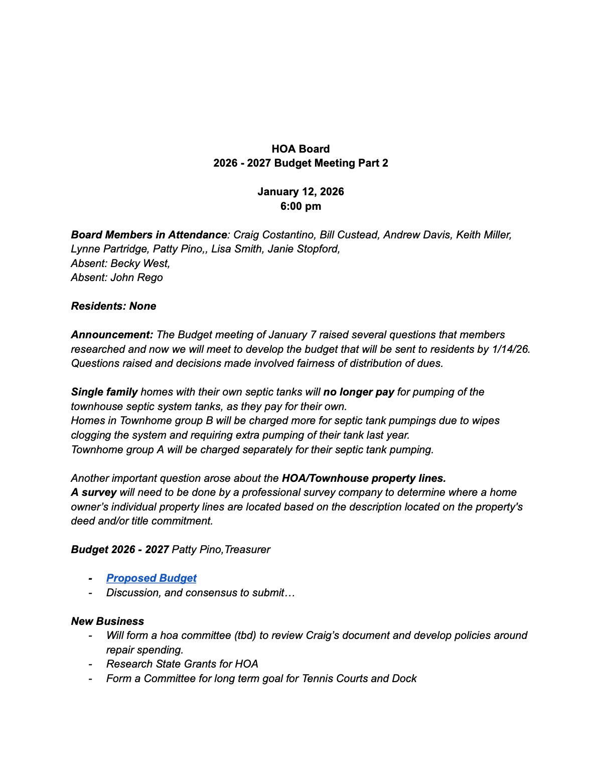 Official page 3 of January 7, 2026 · Budget