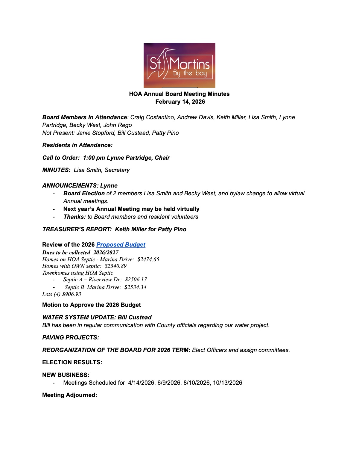 Official page 5 of February 14, 2026 · Annual meeting minutes
